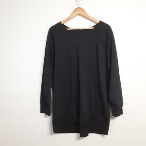 Old Navy black crewneck sweatshirt pullover curved shirt tail hem women size XL